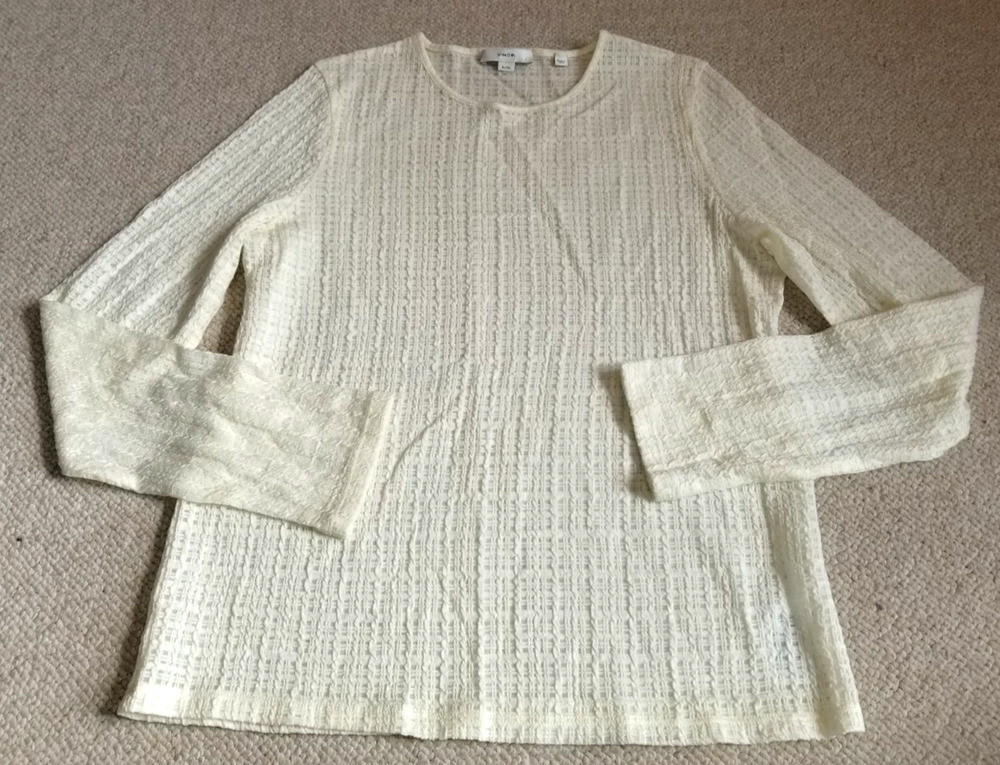 NWOT Womens Top-VINCE-ivory 'Plaid Jacquard Wool Blnd Knit' Old Money Capsule-XL